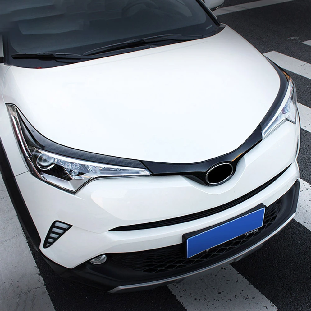 Для Toyota C-HR CHR 16~ 18 ABS углеродное волокно Стиль передняя фара накладка
