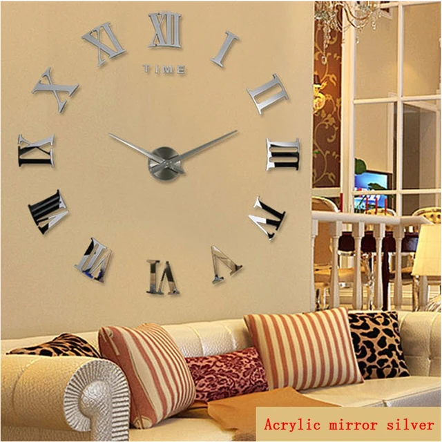 2021 New Diy Wall Clock 3D Home Decor Large Roman Mirror Fashion Modern Quartz Art Clocks living Room Watch Free Shipping 1