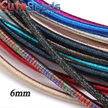 

Free shipping 6mm 46cm Rayon Silk Metal color Cord Hollow Rubber DIY Necklace Bracelet Jewelry Making Findings Olingart