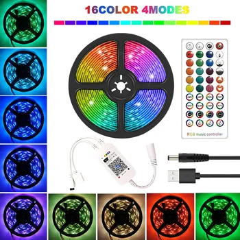 

Ribbon Free Cut Music Sync Home Decor RGB USB Connection Bedroom 40key Remote Controller Color Changing DC5V APP LED Strip Light