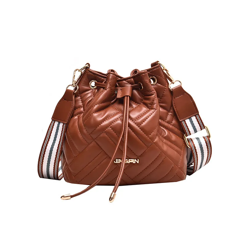 

2019 New Style Small CK WOMEN'S Bag Flagship Store Official Website Graceful Rhombus Bucket Bag Versatile Shoulder Bag with Chai