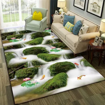 

3D Green Fish Area Rug For Living Room Children's Carpet For Kids Room Creative Personality Bedroom Parlor Floor Mats Custom