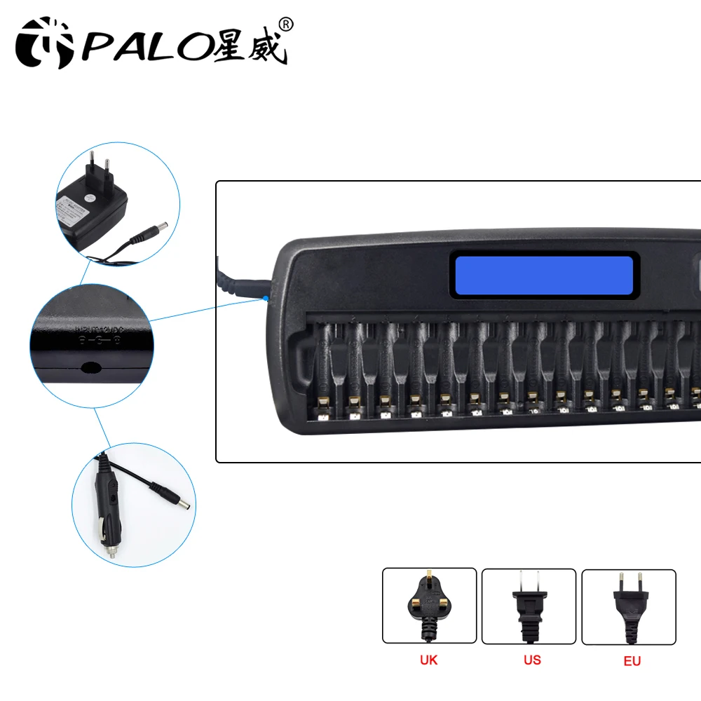 Battery Charger Fast Charger Battery Charger Adapter PALO 12/14/16/24/48 slots Fast Smart Intelligent charger AA AAA battery charger for 1.2V AA AAA NiMH NiCD rechargeable battery