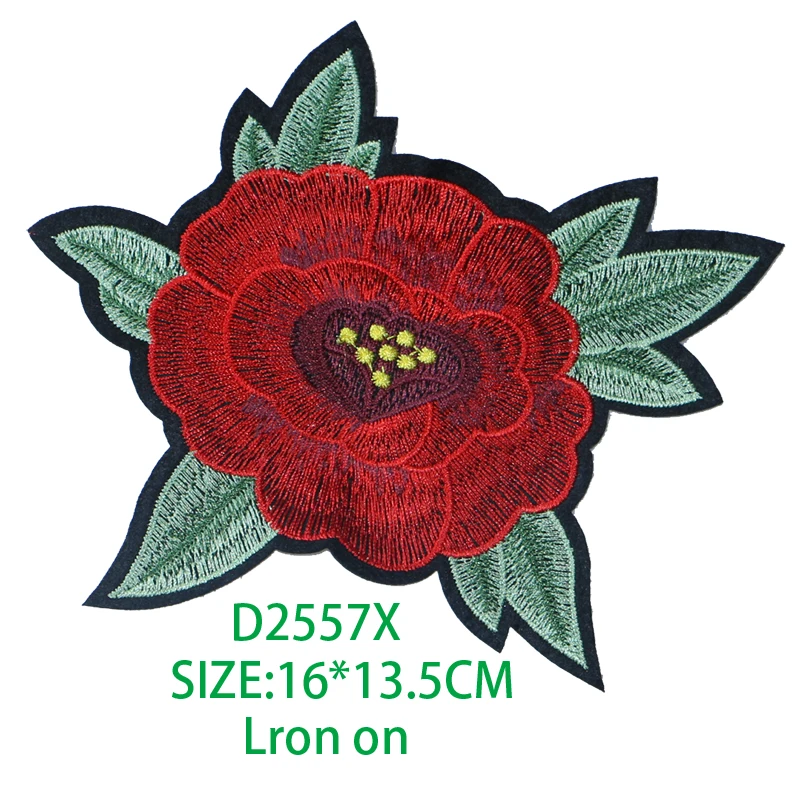 Роза с листьями в любви вышитые железные нашивки для одежды DIY полосатая одежда Лоскутная наклейка пользовательские цветы значки