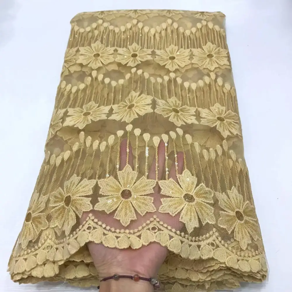

Top Milk Silk Lace Sequins Embroiderd African Lace Fabric High Quality French Lace Fabric Nigerian Lace Fabric For Wedding