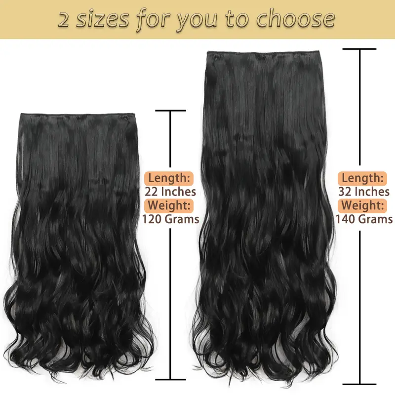 NICESY Synthetic Long Wavy 5 Clips Hair Extensions 22Inch/32Inch Clip On Hair Extensions High Tempreture Fake For Women - Image 2