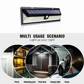 

118 LED Solar Light Outdoor Solar Lamp Powered Sunlight PIR Motion Sensor Waterproof Street Lamp for Emergency Garden Yard Decor