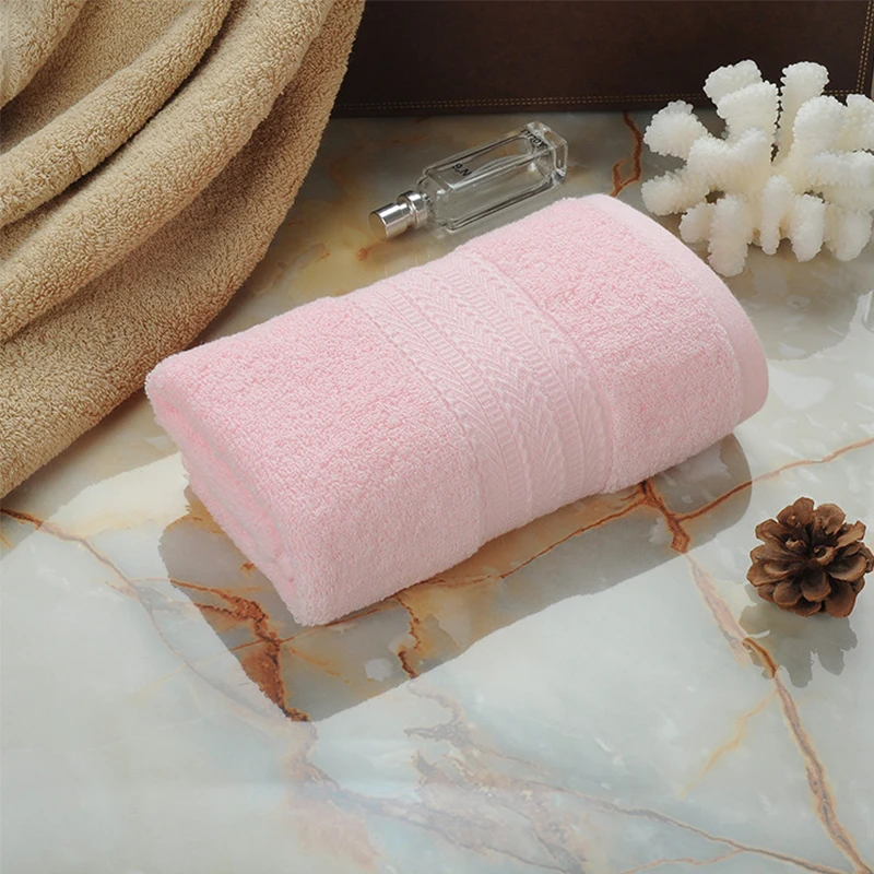 Розовое 100% хлопковое толстое банное пляжное полотенце для взрослых и детей 35x75 см