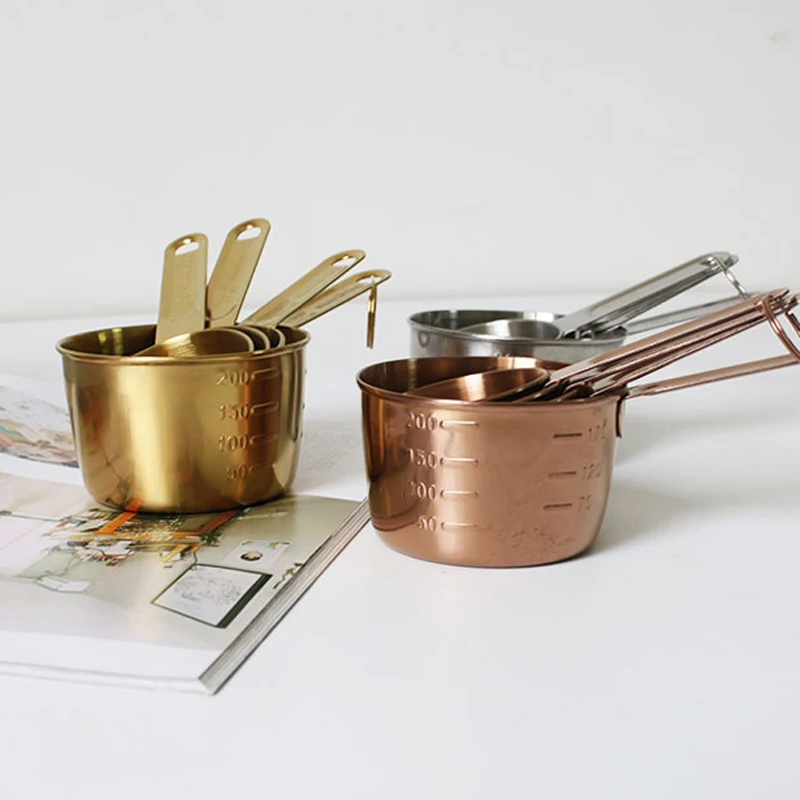 4PCSStainlessSteelMeasuringCupMeasuringSpoonBakingPastryTools