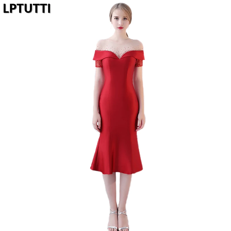 LPTUTTI CRYSTAL Новые сексуальные женские праздничные элегантные вечерние платья вечерние короткие Роскошные вечерние платья