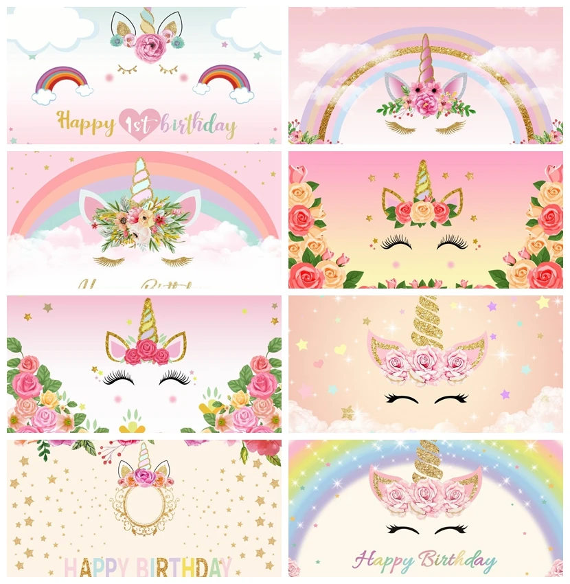 

Laeacco Photography Backdrops Unicorn Photo Backgrounds Baby Birthday Customized Photo Home Studio Personalizd For Decoration