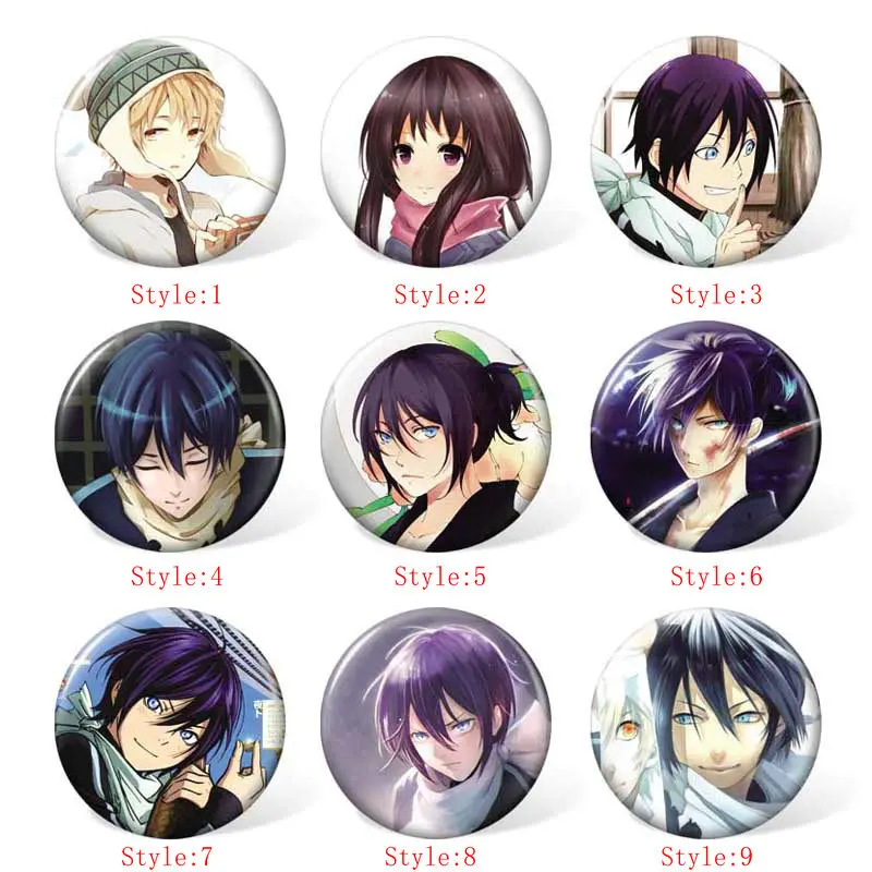 

58MM Noragami Anime Cosplay Badge Cartoon Brooches Pins Collection bags Badges for Backpacks Clothes