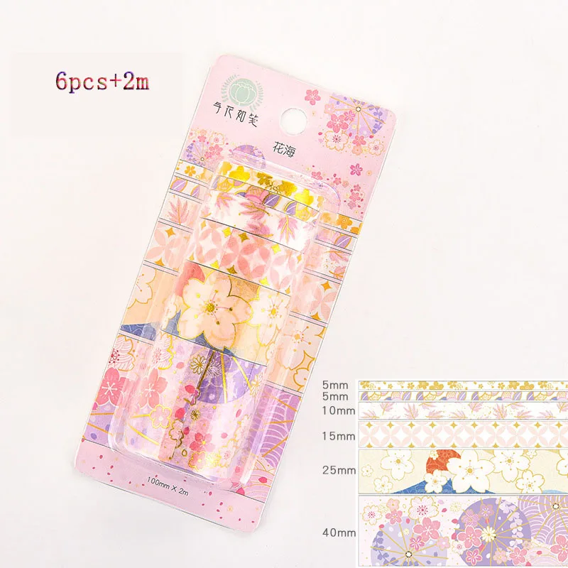

6pcs/set Washi Tapes Rainbow Masking Tape Set of adhesive tapes Decorative Adhesive Tape Sticker Scrapbook Diary Stationery