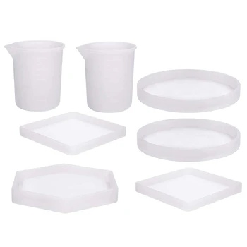 

Diy Silicone Coaster Resin Molds 5 Pack Epoxy Casting Molds Including Round Hexagon And Square Mold For Resin Concrete Cement Ho