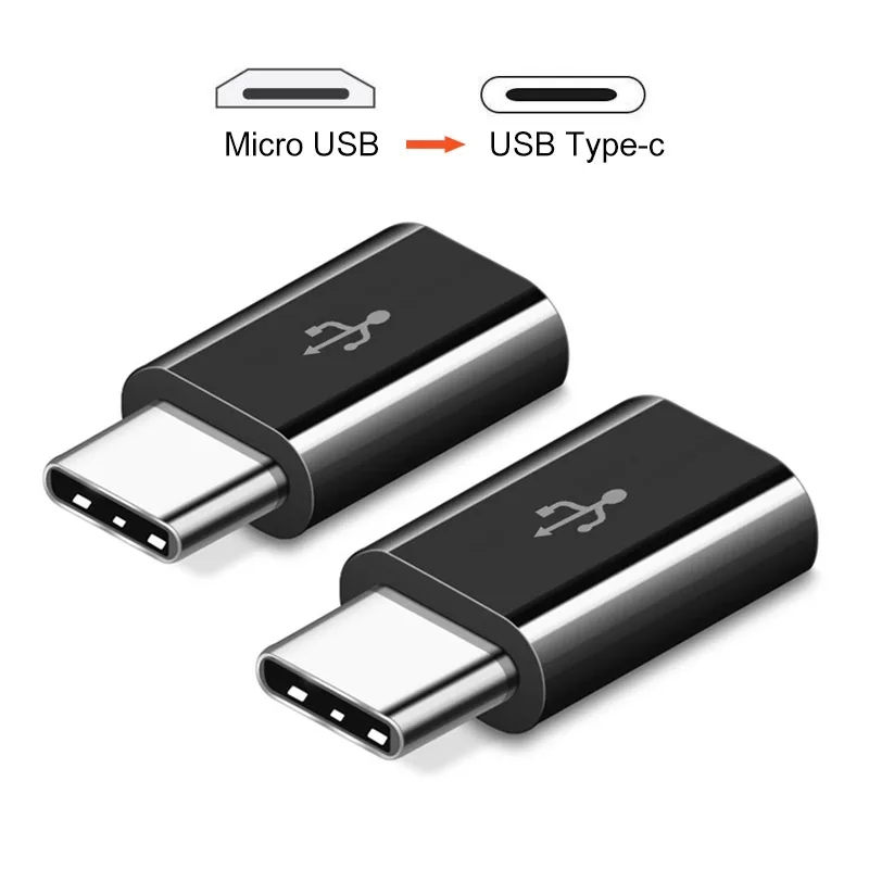 2 PCS Black Type C к Micro USB адаптер мини OTG type-c конвертер зарядный передающий данные type-C сплиттер Широкая совместимость - Цвет: 2 PCS Black