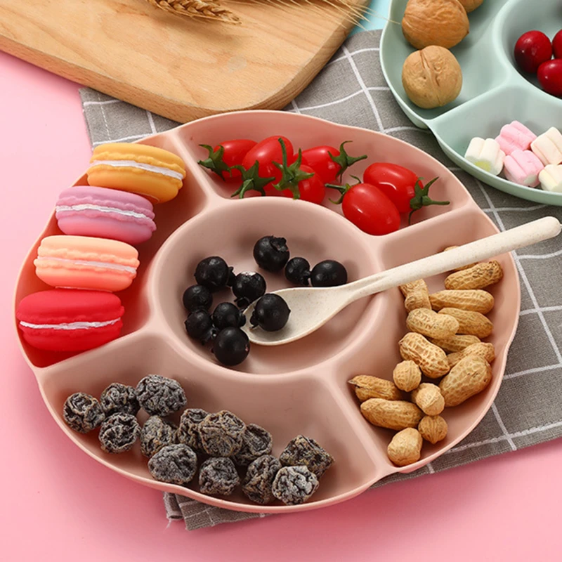 Multi-Function Plastic Fruit Plate Dessert Tray Plate Snack Dish 6 Compartments High Quality Christmas Tree Shape Candy Dish