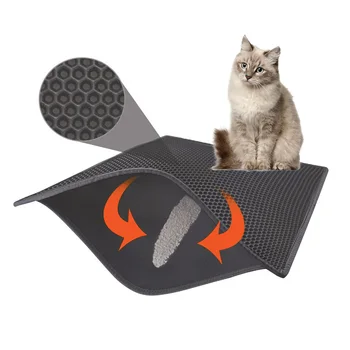 

Pet Cat Litter Mat Foldable EVA Double-Layer Cats Mat Bottom Non-slip Pet Litter Cat Mat Layer Pet Litter Catcher Mat Waterproof