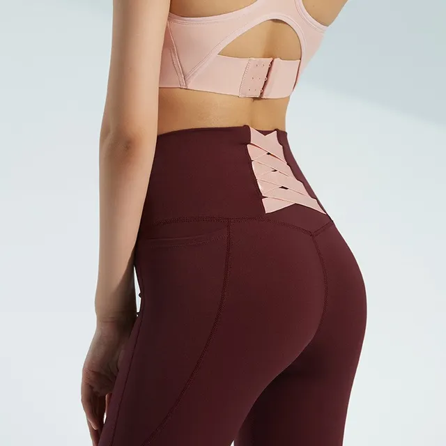 Sexy Back Waist Cross Design Yoga Pants 