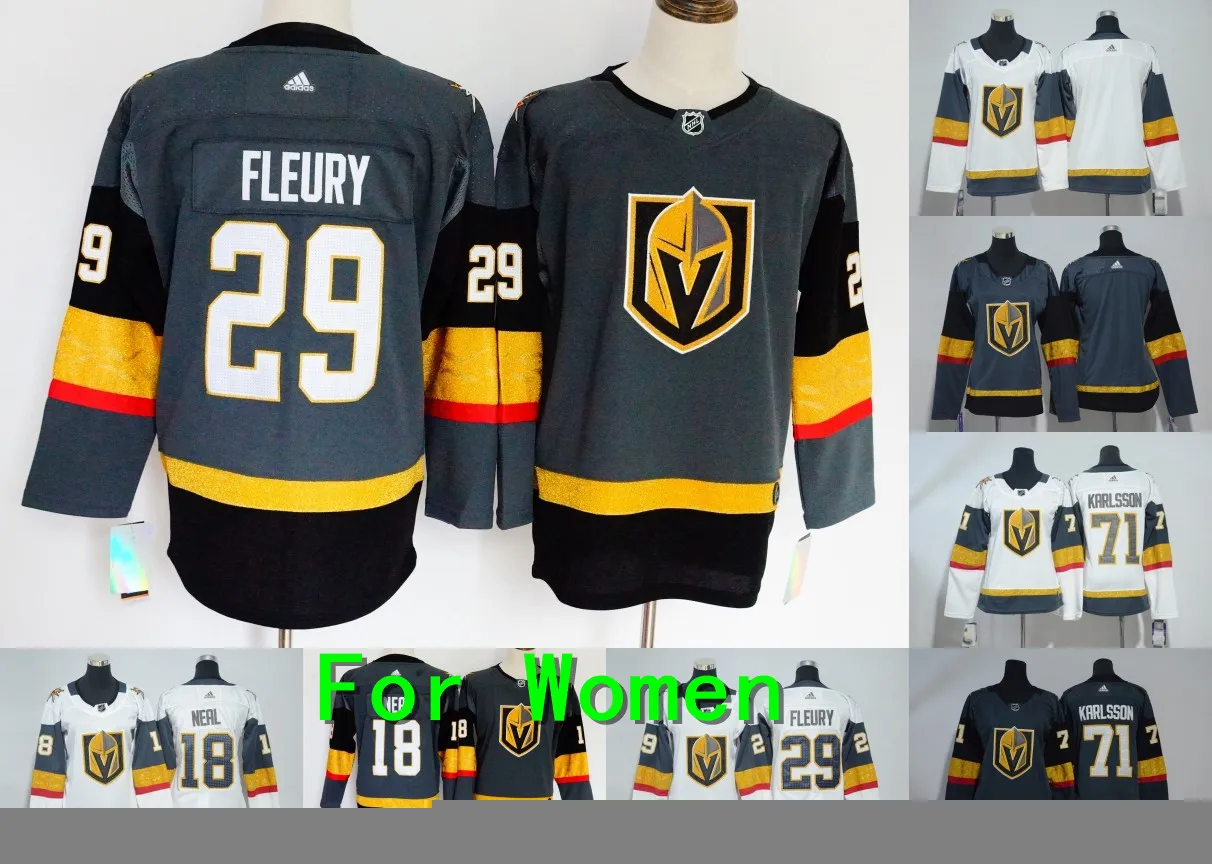 Женские взрослые вышитые сшитые Vegas Golden#18 James Neal 29 mark-Andre Fleury 71 wilam Karlsson Jersey