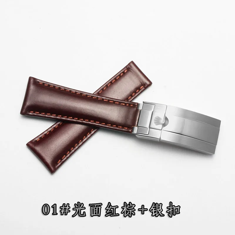 Brown 1 Silver Кожаный ремешок для часов водонепроницаемый спортивный ремешок для часов 19 мм 20 мм 21 мм синий и коричневый ремешок для мужских часов наручные часы с откидной пряжкой - Цвет ремешка: Brown 1 Silver