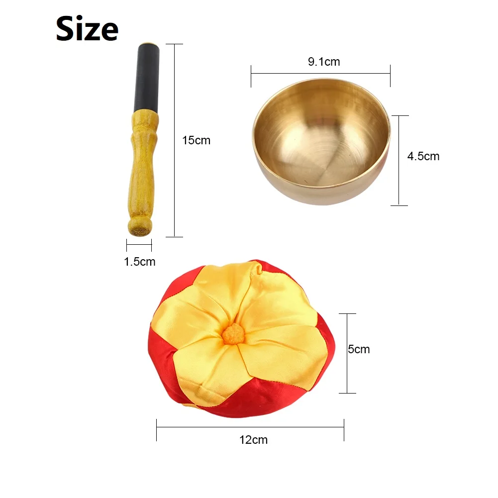 Singing Bowl Mental Music Bowl Copper Brass Art Craft Tibet Buddhism Creative Birthday Gift Cushion Wood Stick Tibetan Buddhism
