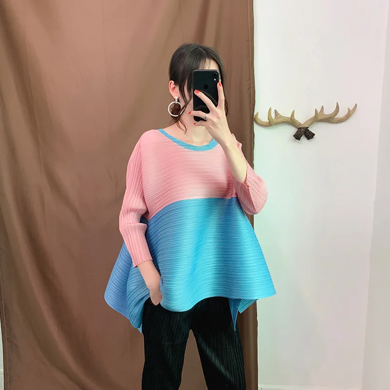 

Winter Autumn Women Pleated Tops Tidal Fashion New Big Size Shirts