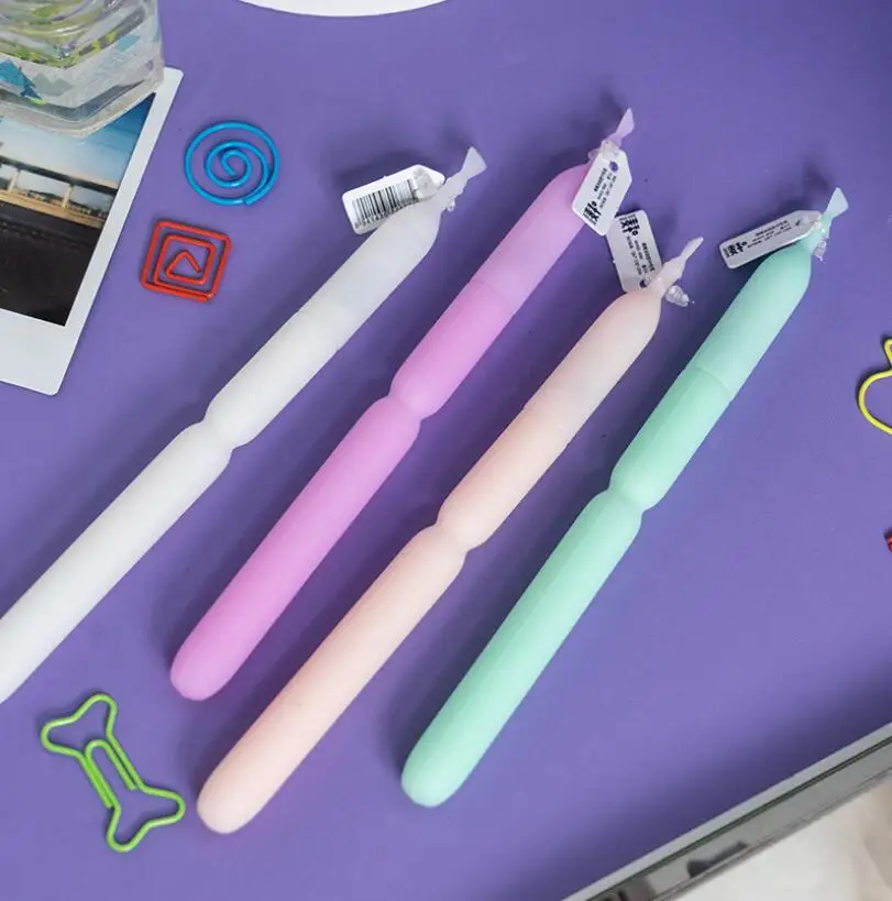 

48 Pcs/set Kawaii Gel Pens Lollipop Silica Gel Black Gel Ink Pens Wholesale