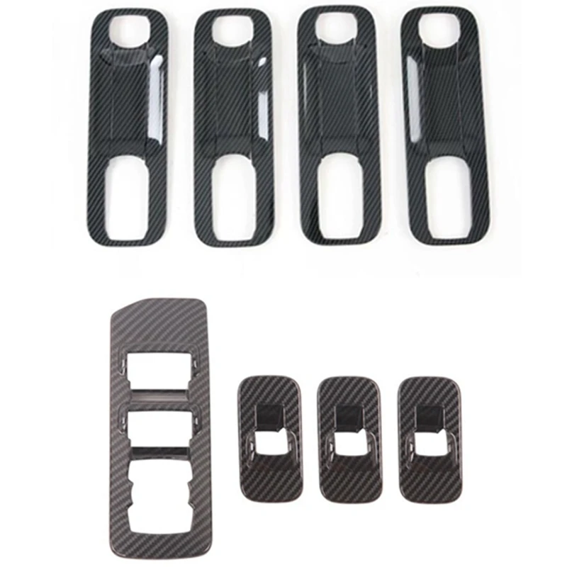Window Glass Lift Switch Button Panel Cover for Ford F150 Raptor 2020 & Carbon Fiber Car Door Bowl Handle | Автомобили и