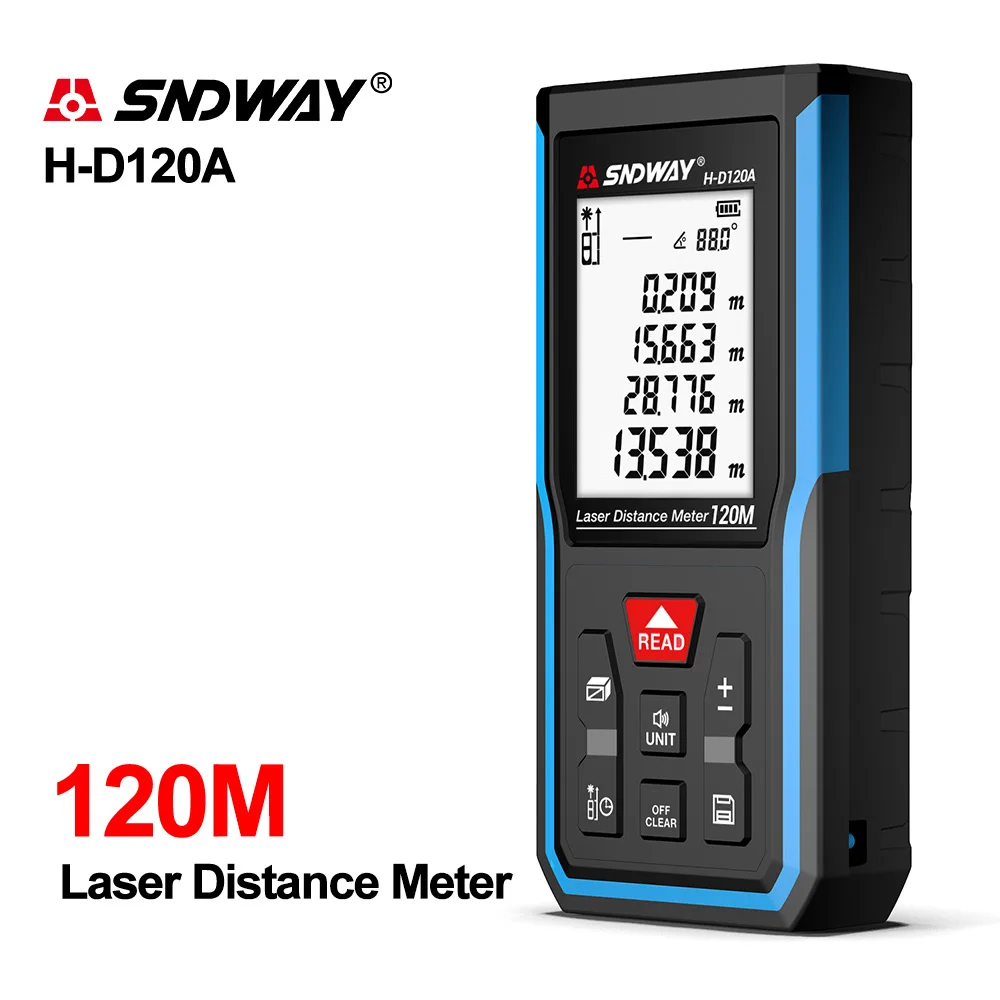 Sndway laser rangefinder caça digital mini range finder laser fita distância sensor régua 5om 70m medidor de distância