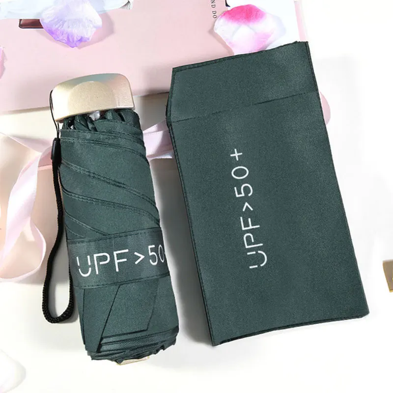 dark green Зонт для девочки 1 шт. Портативный Легкий Женский дождливый день карманный зонтик черное покрытие Защита от солнца водонепроницаемый плоский зонтик для девочек Подарки - Цвет: dark green