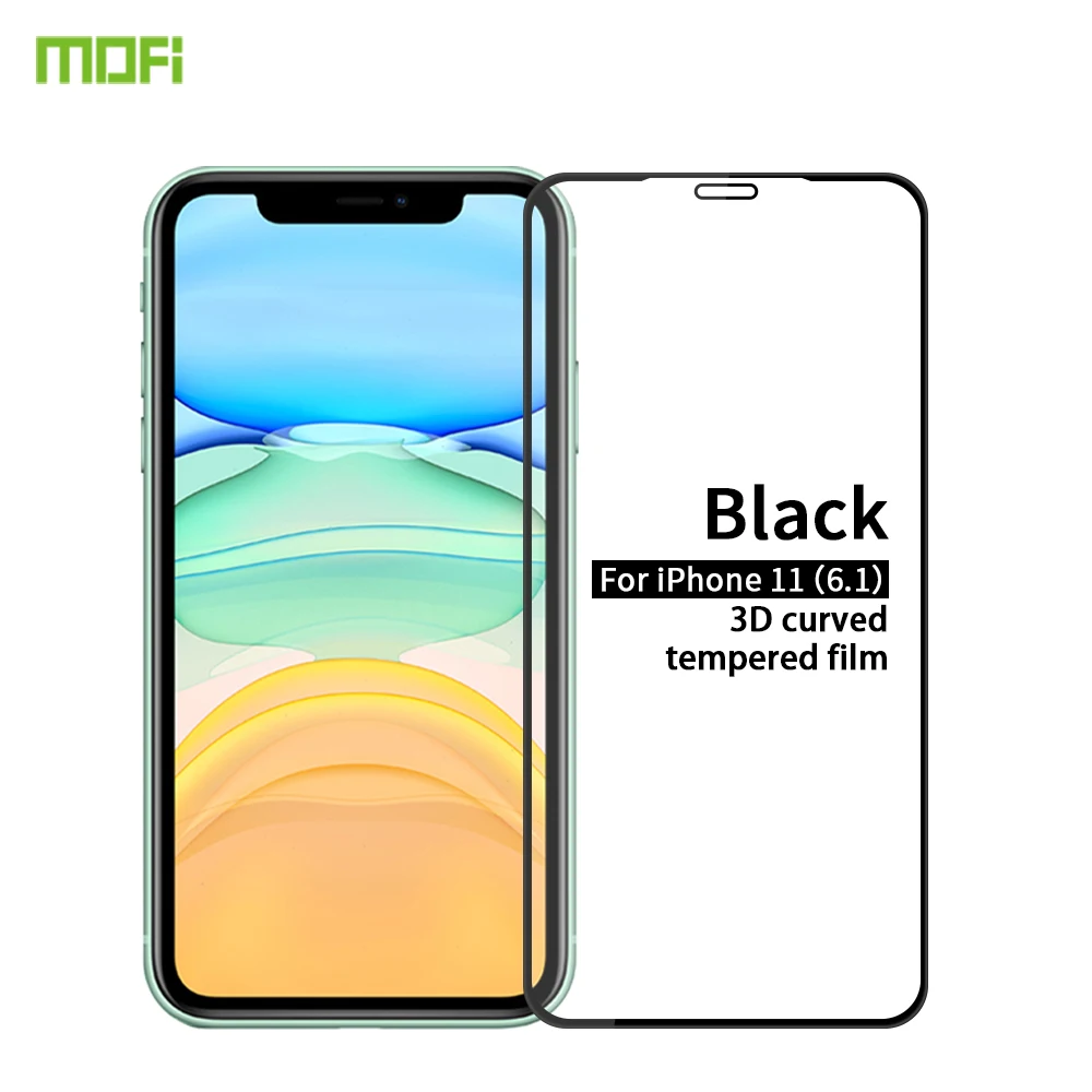 Для IPhone 11 6," стекло закаленное MOFi 3D изогнутое полное покрытие защитная пленка протектор экрана - Цвет: Черный