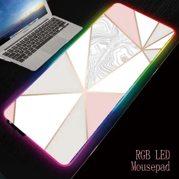 

White Marble RGB Mousepad, Soft Surface, Waterproof, Colorful LED Lighting Gaming Mouse Pad Mat for PC Computer Laptop
