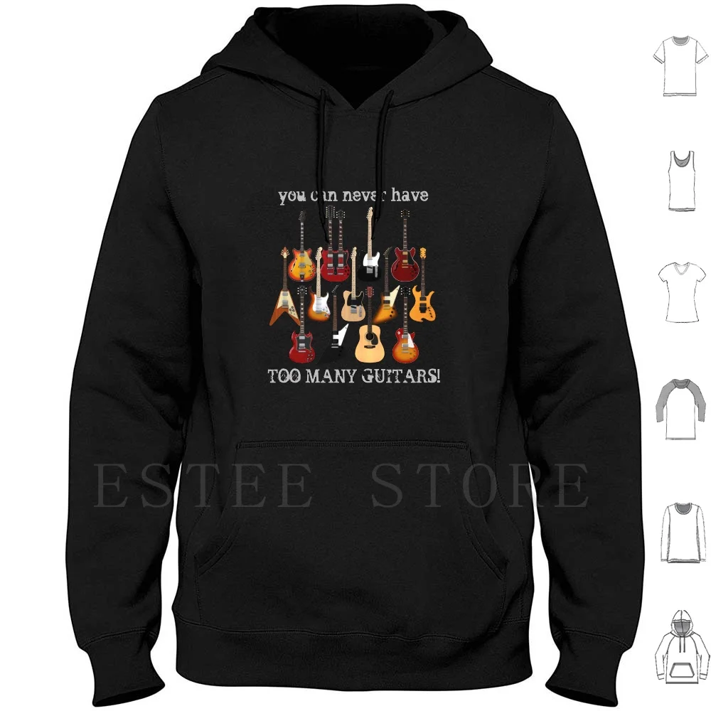 Molte Chitarre! Felpe Con Cappuccio Manica Lunga Molte Chitarre Elettriche Stratocaster Telecaster Explorer Flying V Hollow