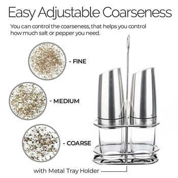 

electric Stainless Steel Salt Pepper Grinder Mill Adjustable Spice Salt and Pepper Mill Kitchen Cooking Tools Gravity Control