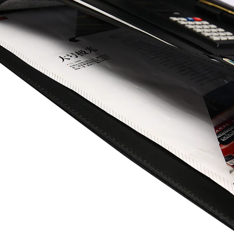 A4 가죽 Padfolio 다기능 포트폴리오 바인더 명함 홀더 바인더 문서 정리, 계산기 메모장 포함