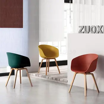 

Nordic dining chair home solid wood modern minimalist armrest desk net red ins plastic talk back chair