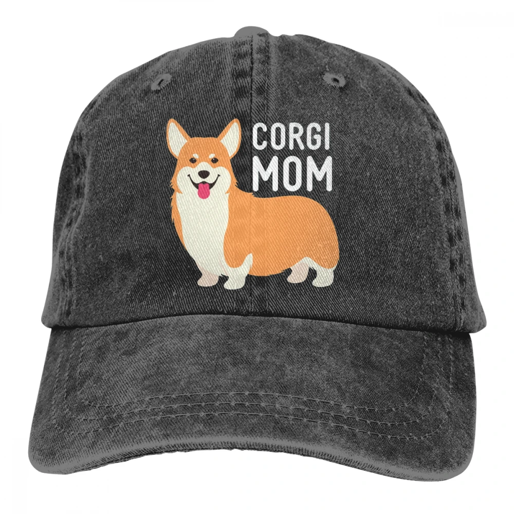 Корги мама Casquette черный унисекс Мужские Женские джинсовые бейсболка с ремешком кепки Регулируемый Гольф папа шляпа