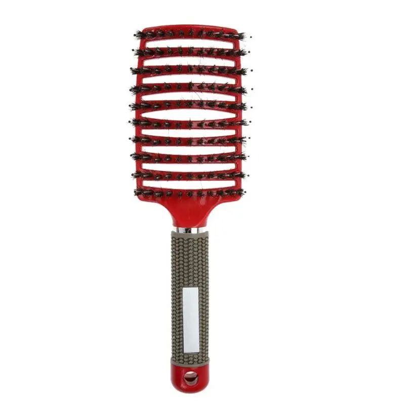

Scalp Massage Comb Bristle Curly Detangle Hair Brush Style Tools (Red)