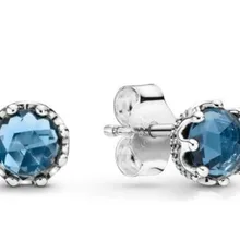 Оригинальные 925 пробы серебряные серьги с синими сверкающими коронами, серьги-гвоздики с кристаллами для женщин, свадебный подарок, модное ювелирное изделие