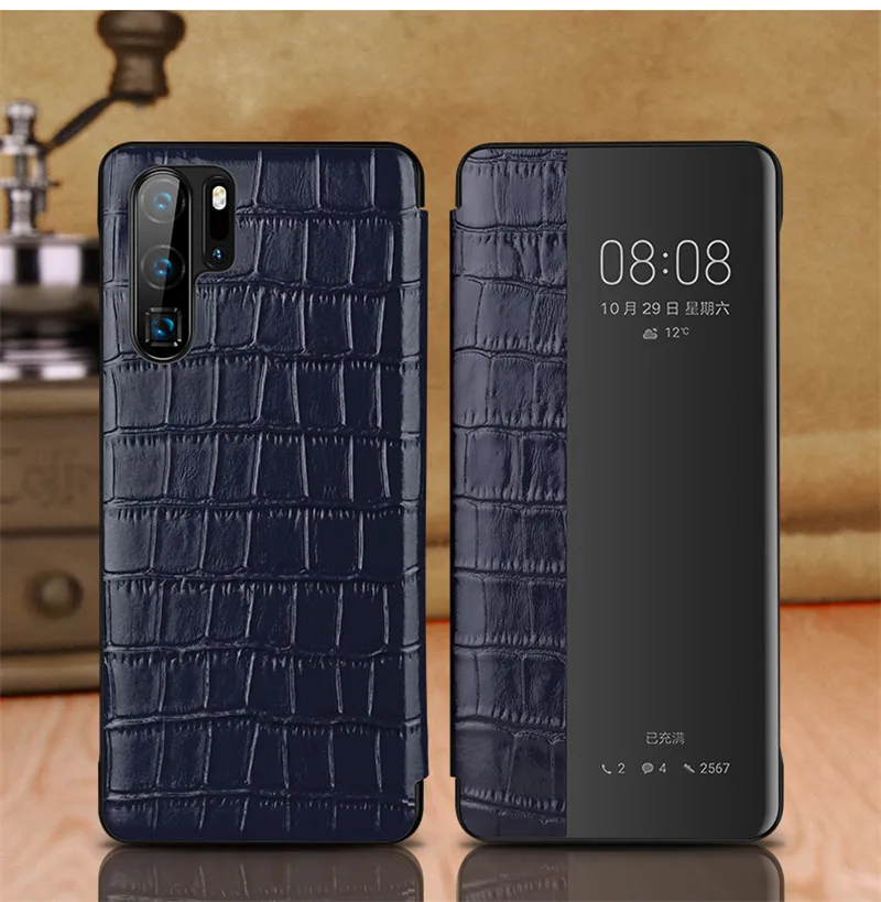 Чехол для Coque P30 P30Pro с умным окошком для просмотра пары, простой модный кожаный флип-чехол для huawei P30Pro, чехол для карты, защита от каркаса
