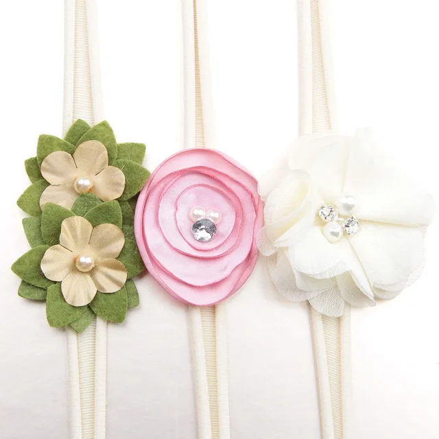 New 3pcs/lot Sequin Felt Bow Lotus Flower Elastic Headbands Kids Photography Props Baby Girls Cute Headwear Christmas Gift Sets 48