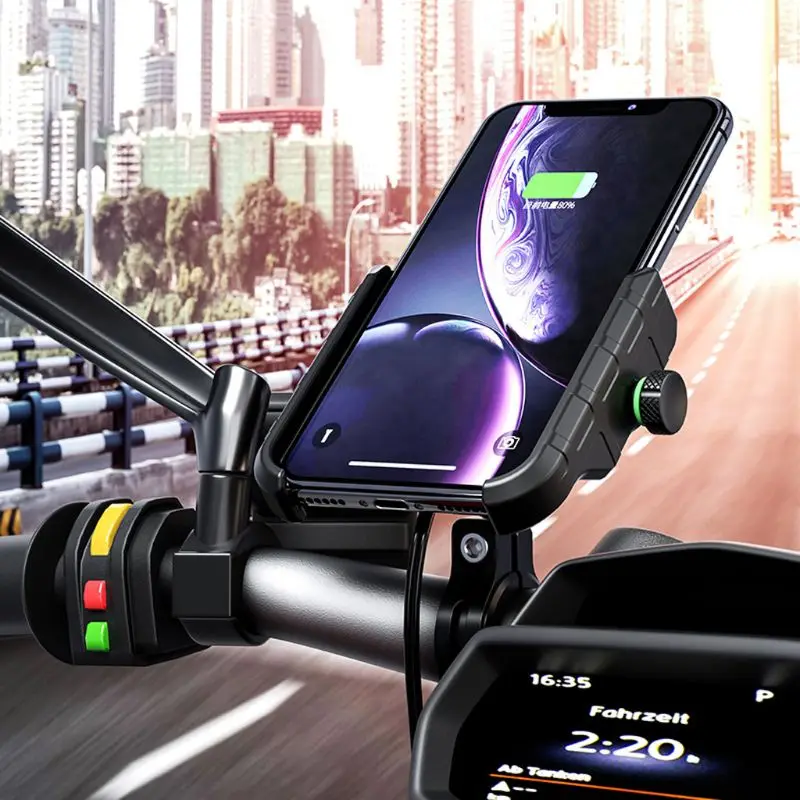 Motorcycle Mobile Phone Holder With USB Charger QC 3.0 Wireless Charger for Motorbike Mirror GPS Stand Bracket Cell Phone Mount iphone holder for tripod