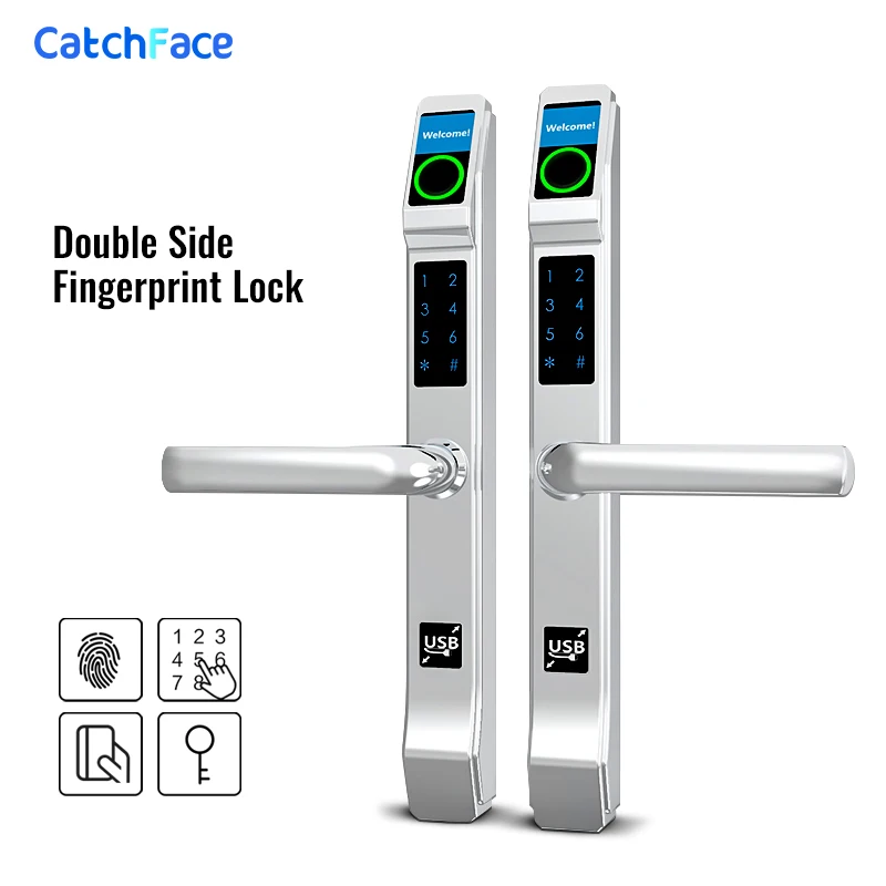 

Waterproof Fingerprint Lock Outdoor Gate Lock Iron Gate Lock RFID/Fingerprint /Code Electronic Keyless Double side Lock Garden
