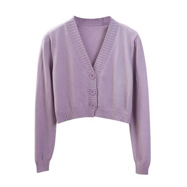 US $9.18 Women's Cropped Cardigan Sweaters Female Black White Short Sweater V Neck Single Breasted Sweater W