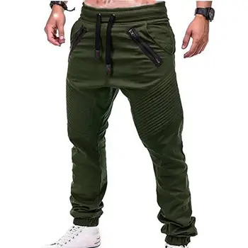 

Mens Joggers Casual Pants Men Fashion Drawstring Zip Strips Pockets Ankle Tied Long Pants Sports Trousers Jogger Track Pants