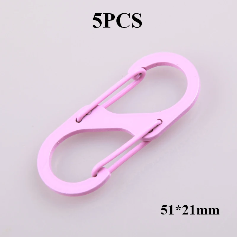 5pcs pink 5 шт./лот S Тип альпинистский крюк мини брелок карабин средство для выживания на открытом воздухе двойная Пряжка брелок 8 Форма Пряжка для кемпинга - Цвет: 5pcs pink