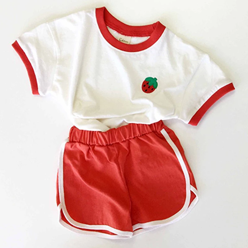 HH Baby Clothing Sets Kids Summer Cotton Cute Friut Boys Girls Sport Suits Infant Tops T-shirts Pants Suit Outfits Baby Clothes baby shirt clothing set Baby Clothing Set