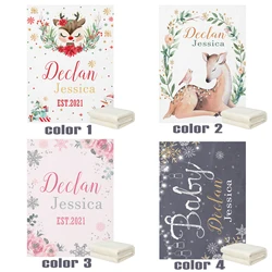 LVYZIHO Baby Shower Deer Winter Rose Gold Personalized Name Blanket  - 30x40/48x60/60x80 Inches Fleece Blanket