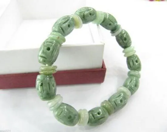 10mm Natural A Grade Green Jade/Jadeite Bless Many Lucky Beads Bracelet