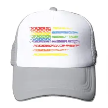 Радужный американский флаг для геев, унисекс, регулируемая бейсболка на ремне, Кепка для водителя грузовика, сетчатая Кепка, бейсболка с сеткой от солнца, черный цвет